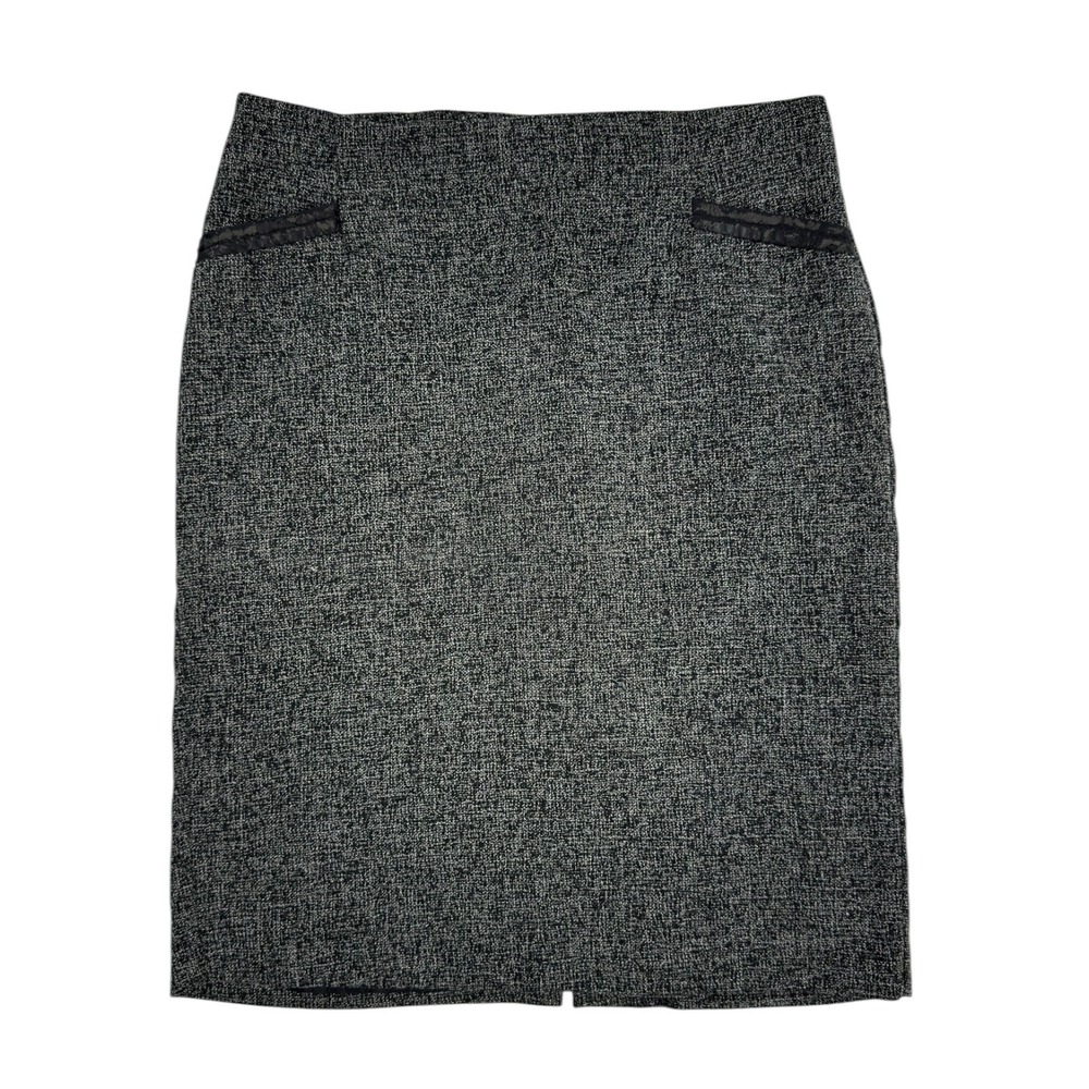 Van Heusen Pencil Skirt 6 Black White Tweed Dark Academia Corporate Core Classic